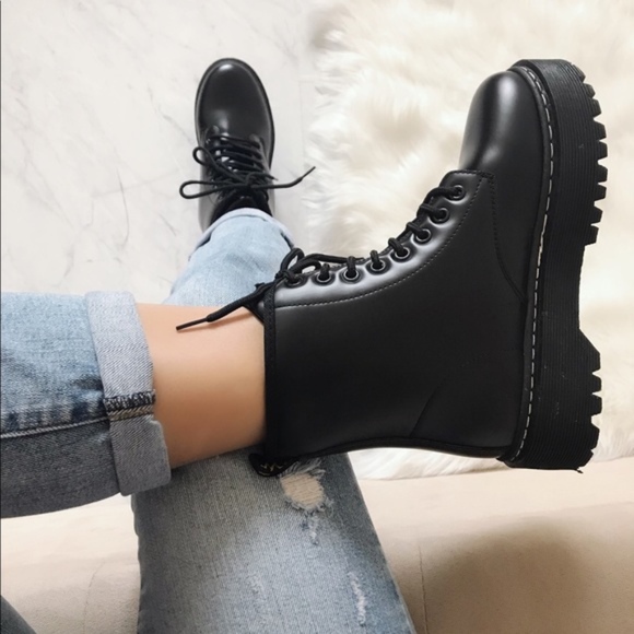 Shoes | Restocked Lace Up Cleated Platform Combat Boots | Poshmark